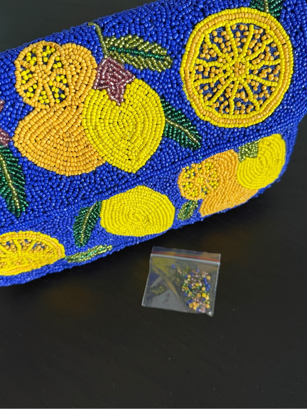 Beaded Lemon Shoulder Bag - Blue & Yellow - Picture 6 of 8